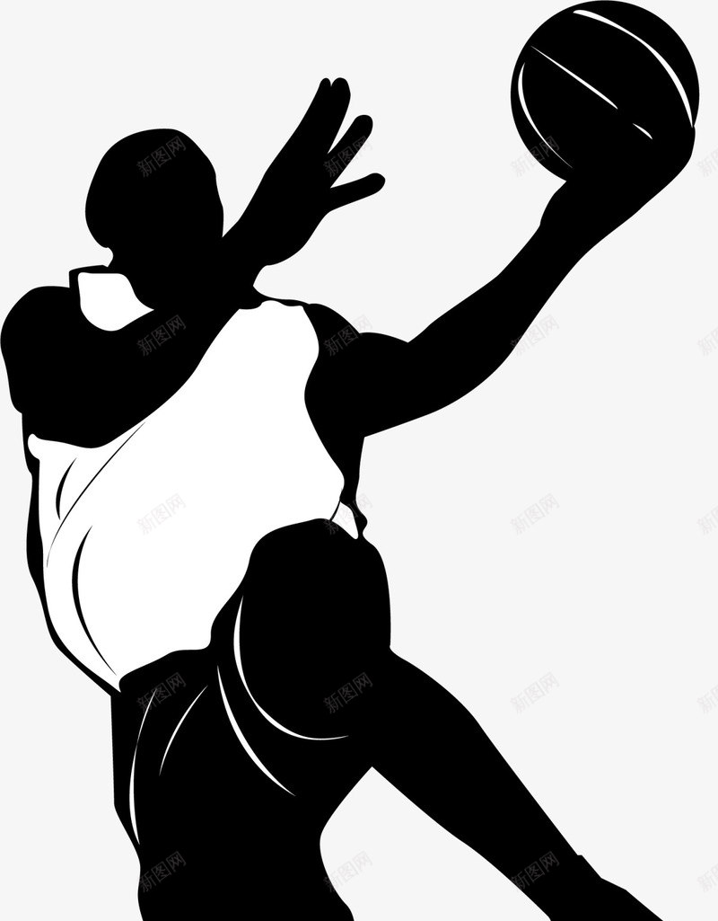 黑色手绘篮球运动员图标png_新图网 https://ixintu.com NBA 体育 球类运动 球赛 竞技 篮球运动员 锻炼