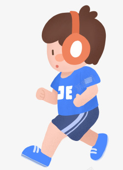 小男孩跑步健身儿童插画素材