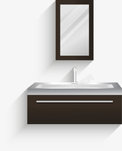 棕色镜子洗手池矢量图高清图片