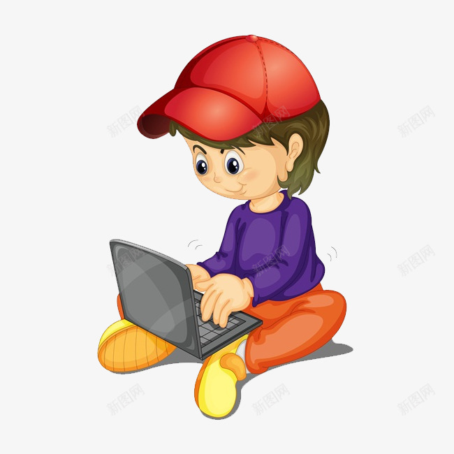 玩电脑的小男孩png免抠素材_新图网 https://ixintu.com png图形 png装饰 卡通 小男孩 笔记本电脑 装饰
