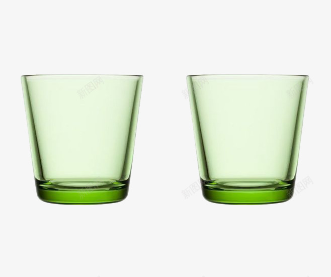绿色透明玻璃杯两个png免抠素材_新图网 https://ixintu.com 器皿 杯子 玻璃杯 绿色 茶具 透明的