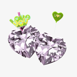 绿色情人节爱心钻石免素材