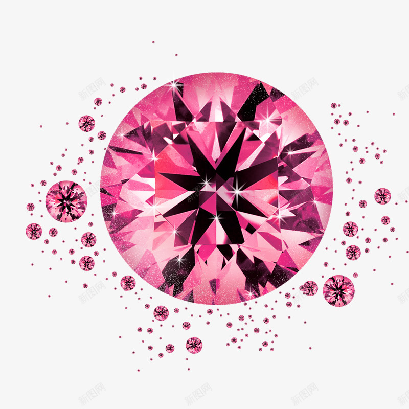 粉色钻石png免抠素材_新图网 https://ixintu.com 粉色钻石 钻石 黑色