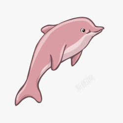 手绘粉色海豚素材