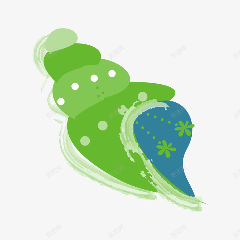 绿色手绘贝壳png免抠素材_新图网 https://ixintu.com 夏天 沙滩 海螺 绿色 贝壳