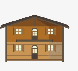 漂亮别墅木房子手绘卡通木房子木屋高清图片