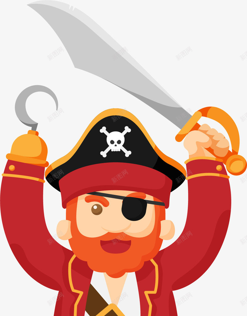 挥舞着大刀的海盗png免抠素材_新图网 https://ixintu.com 下达命令 海盗 矢量素材 船长 进攻