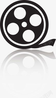 黑色扁平电影胶卷盘图标图标