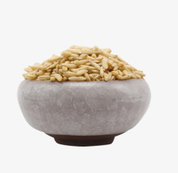 精品燕麦仁陶罐里的燕麦米高清图片