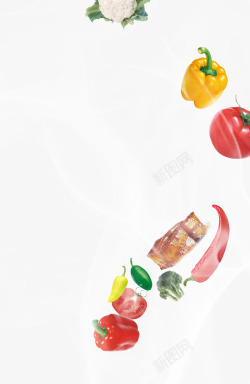 可爱红辣椒蔬菜漂浮的食物高清图片