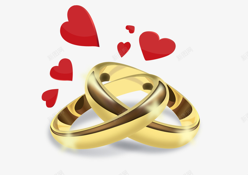 结婚戒指png免抠素材_新图网 https://ixintu.com 对戒 心形 爱情 金子