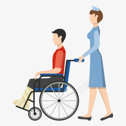 自推轮椅护士推轮椅矢量图高清图片