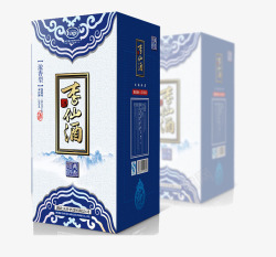 高档酒瓶设计蓝色包装盒高清图片