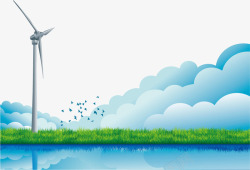 清新的空气山林间风车干净的空气背景装饰高清图片