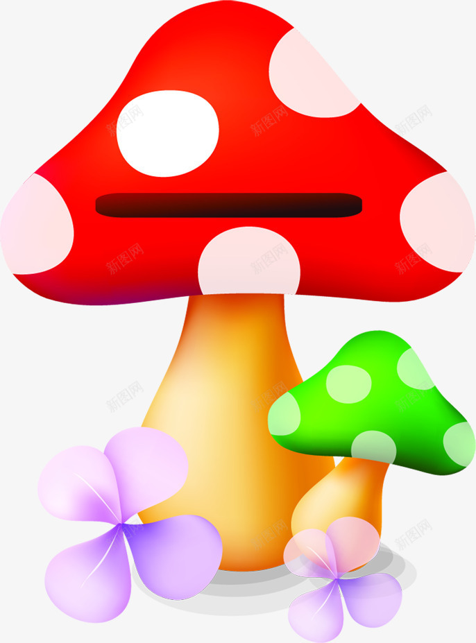 卡通蘑菇png免抠素材_新图网 https://ixintu.com 61 儿童节 六一 卡通 蘑菇 紫色 花朵 清新 装饰