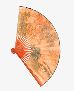 褐色中国风扇子装饰图案素材