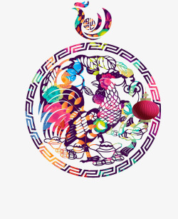 创意彩色的鸡素材