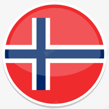 挪威平圆世界国旗图标集图标