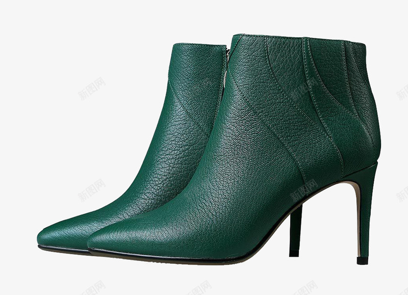 高跟皮靴png免抠素材_新图网 https://ixintu.com 产品实物 女士 时尚 短靴 绿色 高跟鞋