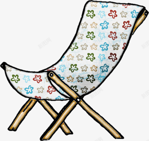 卡通手绘躺椅png免抠素材_新图网 https://ixintu.com 一字躺椅 卡通手绘 椅子 沙滩椅子