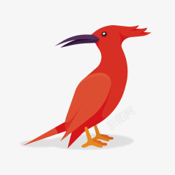 红色扁平化鸟儿矢量图素材