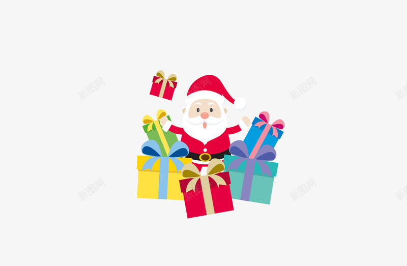 卡通圣诞老人png免抠素材_新图网 https://ixintu.com 卡通人物 圣诞素材 圣诞老人 圣诞装饰 矢量素材 礼盒