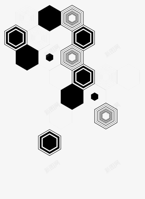 创意几何图形装饰png免抠素材_新图网 https://ixintu.com  四方形 六边形 几何图形 几何图形剪影 艺术 菱形 黑色