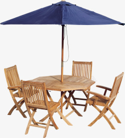 圆桌木椅太阳伞高清图片
