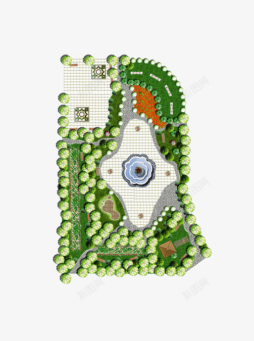 园林png免抠素材_新图网 https://ixintu.com 园林 图纸 平面 设计