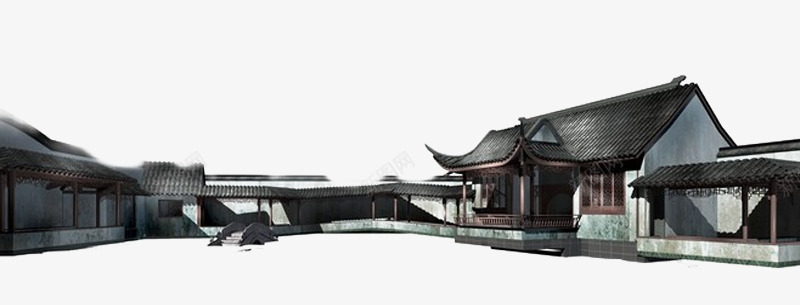 手绘古典房屋建筑png免抠素材_新图网 https://ixintu.com 古典 建筑 房屋 手绘 灰色 瓦房