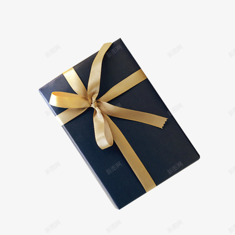金色蝴蝶结蓝色礼品盒png免抠素材_新图网 https://ixintu.com 包装盒 生日礼物 盒子 礼品盒 礼物