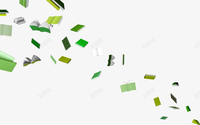 漂浮的绿色书本装饰png免抠素材_新图网 https://ixintu.com 书本 漂浮 绿色 装饰