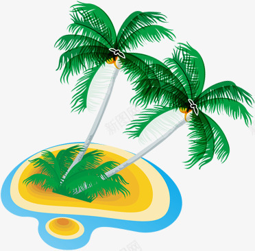 植物卡通海边沙滩椰子树png免抠素材_新图网 https://ixintu.com 卡通 植物 椰子树 沙滩 海边