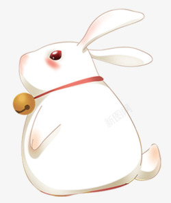 卡通圣诞铃铛胖白玉兔高清图片
