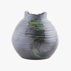 陶器花瓶手工粗陶小花瓶桌面窑变花器茶高清图片