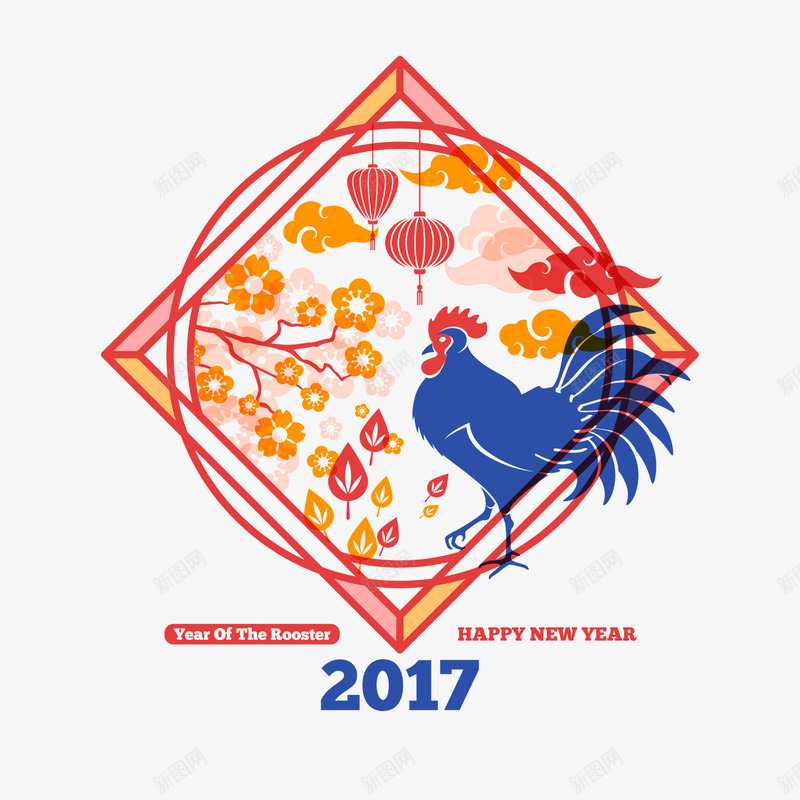 鸡年png免抠素材_新图网 https://ixintu.com 2017 新年 窗花 鸡