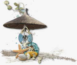 阳光伞海星贝壳高清图片