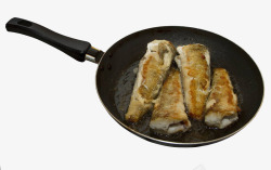 长柄锅美味油炸鱼高清图片