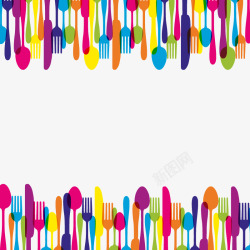 餐勺插图创意餐具边框背景高清图片