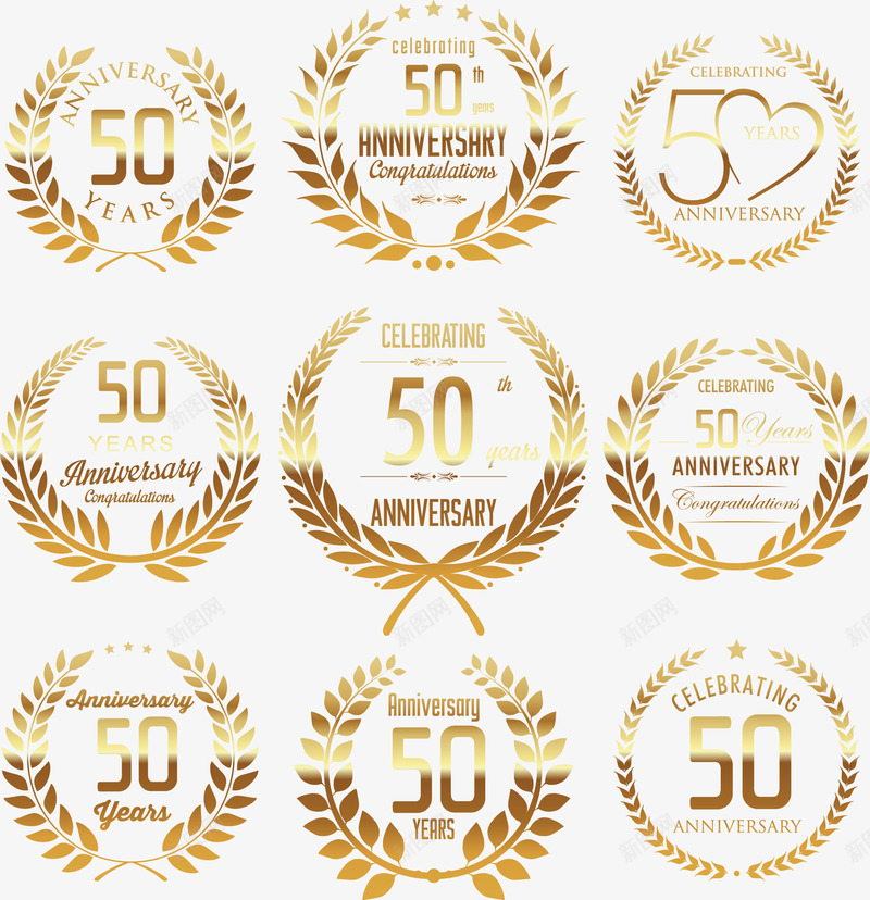 50周年庆金色标签png免抠素材_新图网 https://ixintu.com 50周年 周年庆 标签 金色