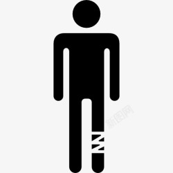男性的人受伤的腿一个站着的人的剪影图标高清图片