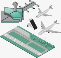 机场跑道飞机指挥中心矢量图素材