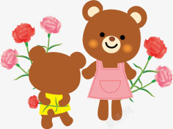 小熊与妈妈卡通可爱母亲节小熊高清图片