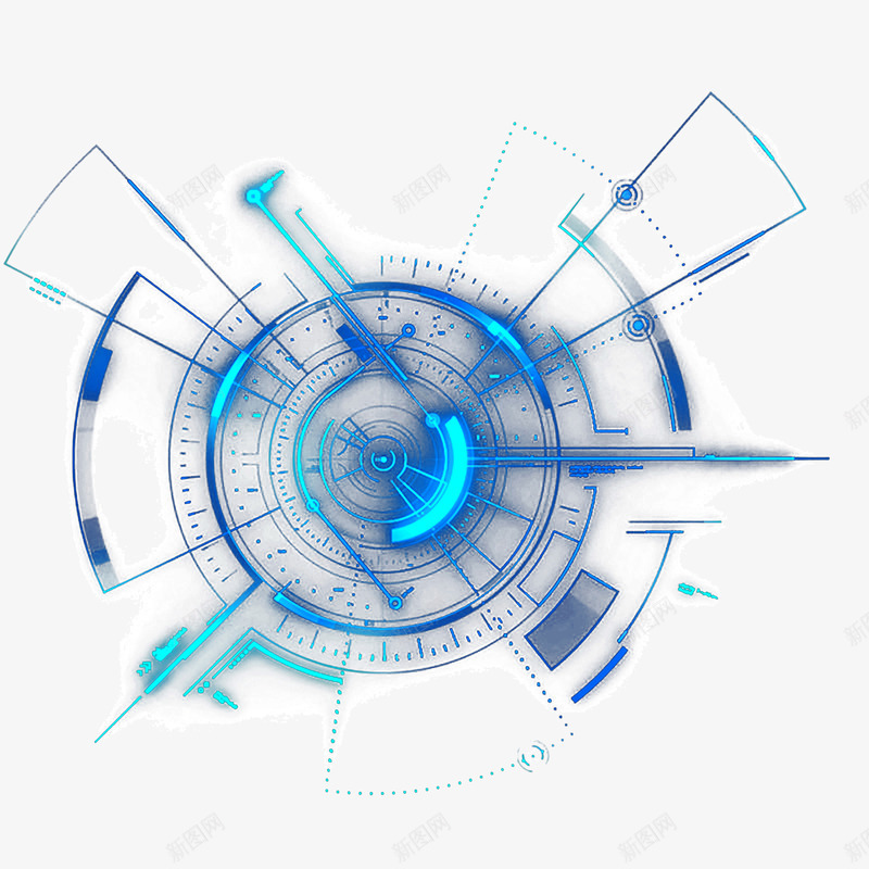 蓝色科技感线条装饰元素png免抠素材_新图网 https://ixintu.com PNG图片 元素 多边形 科幻 科技感 蓝色 装饰