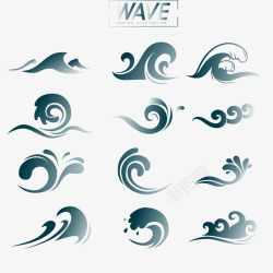 花边形状海浪集合矢量图高清图片