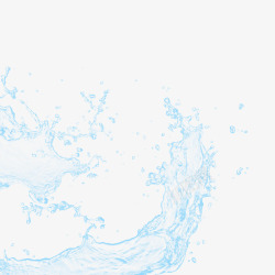 干净的水滴浅蓝色喷洒的水高清图片