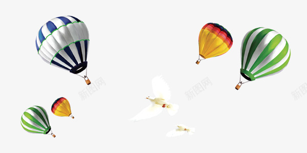 热气球海报png免抠素材_新图网 https://ixintu.com 元素 和平 招聘 海报 热气球 白鸽 素材 装饰 鸽子