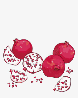 红色水果手绘石榴素材