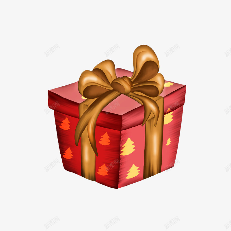 红色方形圣诞礼物节日元素psd免抠素材_新图网 https://ixintu.com 圣诞 平面 方形 盒子 礼物 红色 节日 金色彩带