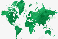 水世界地图绿色水彩地图高清图片